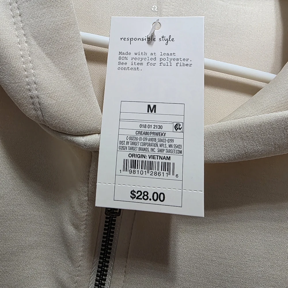 A New Day Ivory Crop Zip-Up Jacket Hoodie Size Medium NWT! - Picture 11 of 12